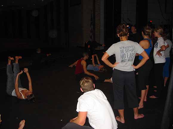 Alithea setup and warmup with BCCC dance student